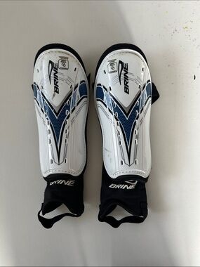 Brine Kids White & Blue Shin Guards